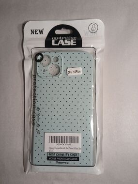Protective Case for iPhone 14 Plus - Light Blue Polka Dot   New